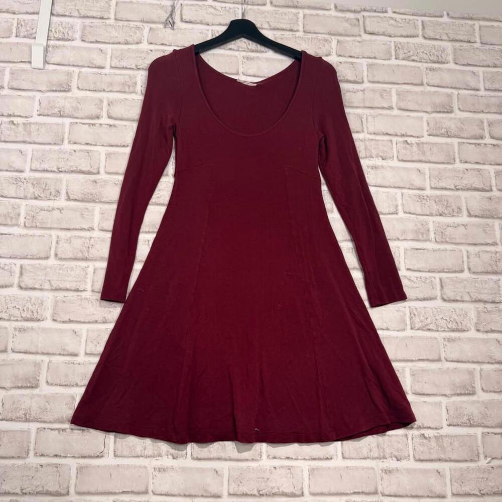Lush Red Knit Dress Women's XS Balletcore Burgundy